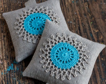 Lavender sachets -- crochet motif -- set of 2