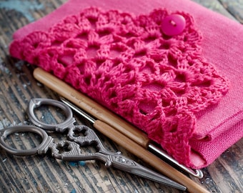 Linen Crochet Hook Case - Support - Organisateur -- fuchsia