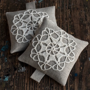 Lavender sachets -- crochet motif -- set of 2
