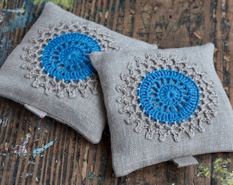 Lavender sachets -- crochet motif -- set of 2