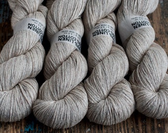 Neutral grey linen/cotton yarn -- 100 g