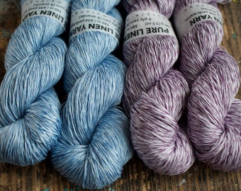 Linen yarn -- light fingering --  blue, purple melange