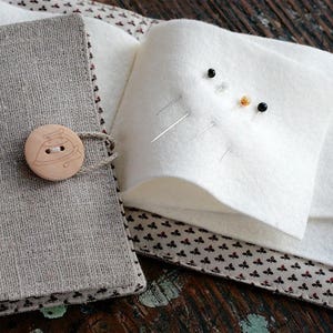 Small Linen Needle Book Pincushion or Iron button image 1