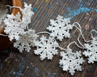 Crochet Garland - Small Doily Bunting -- Snowflake garland