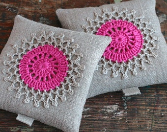 Lavender sachets -- crochet motif -- set of 2