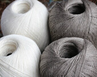 Linen yarn thread -- one ball -- natural or white -- 3-ply
