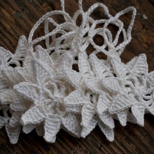 Crochet Garland Wall Hanging Small Doily Bunting Snowflake garland snow white image 4