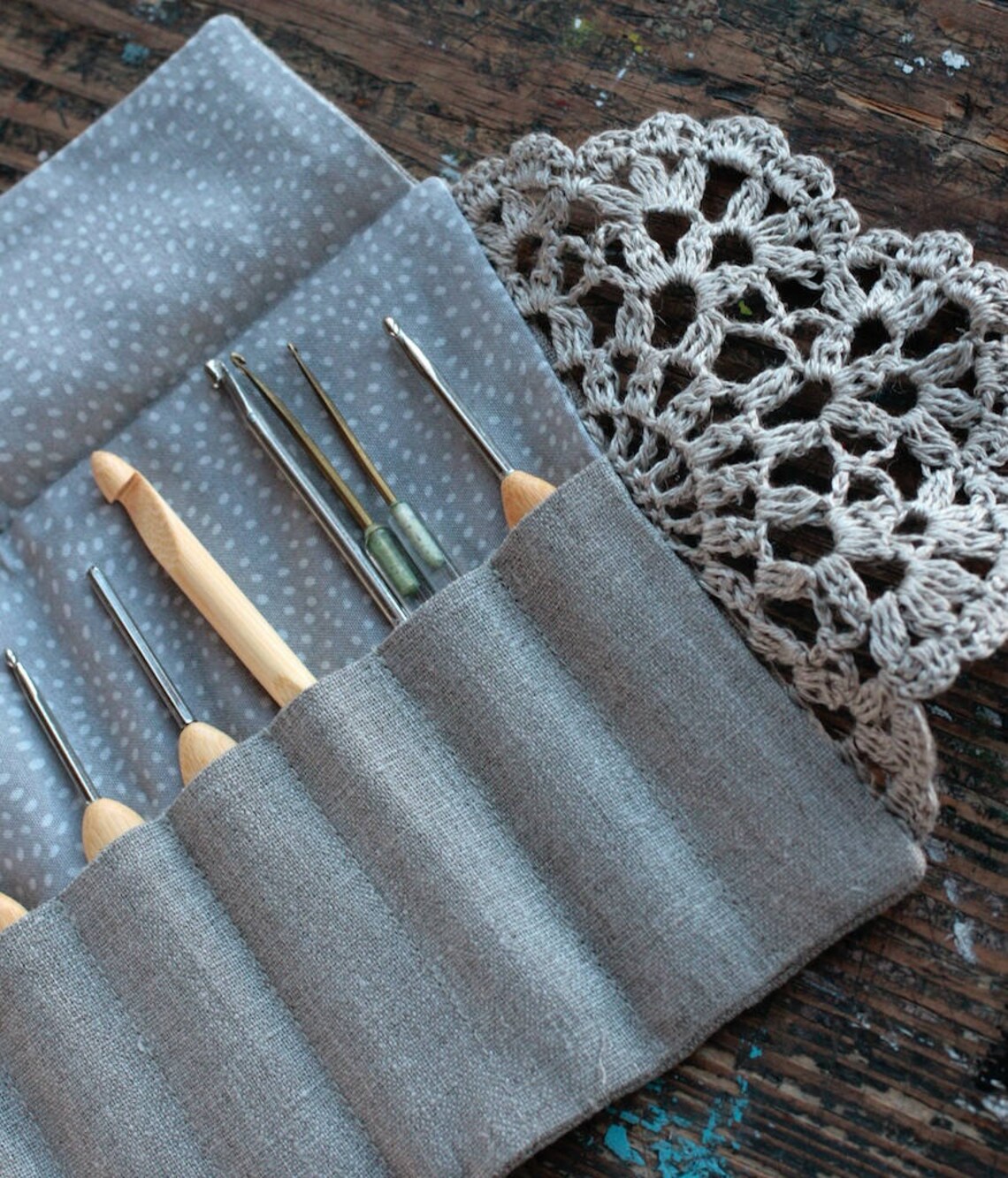 Linen Crochet Hook Case Holder Organizer Etsy UK