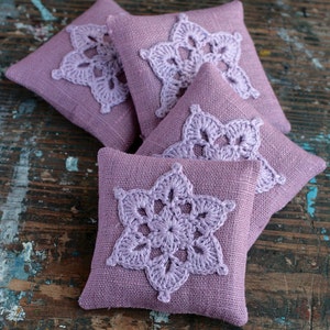 Lavender sachets crochet motif set of 4 image 5