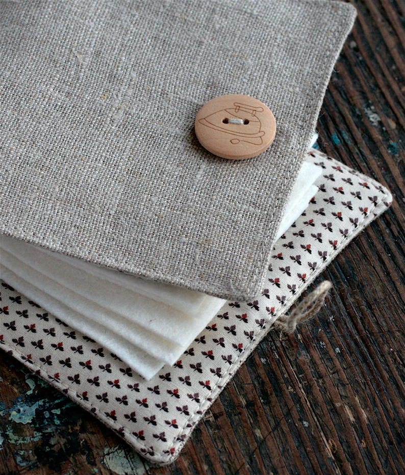 Small Linen Needle Book Pincushion or Iron button image 5