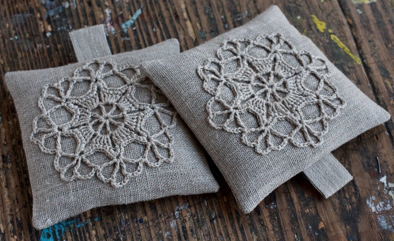 Lavender sachets crochet motif set of 2 image 1