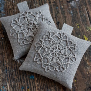 Lavender sachets crochet motif set of 2 image 5