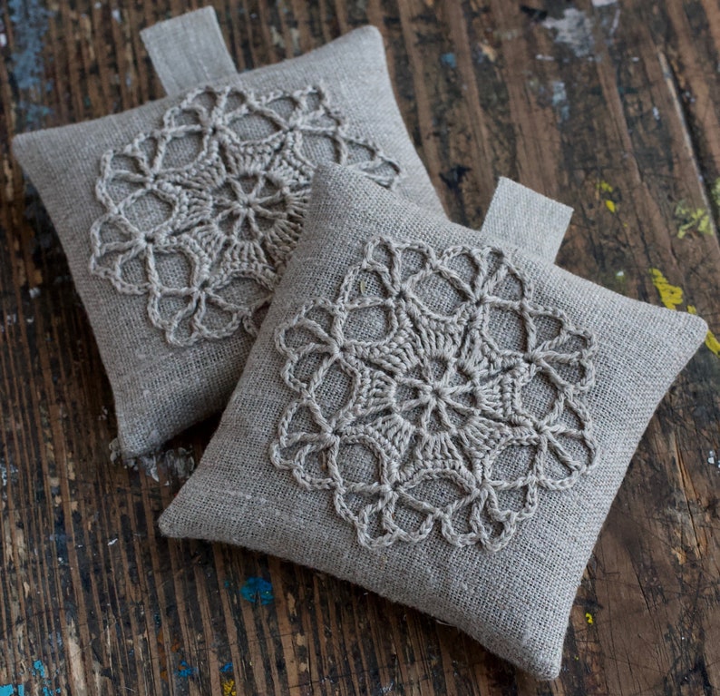 Lavender sachets crochet motif set of 2 image 5