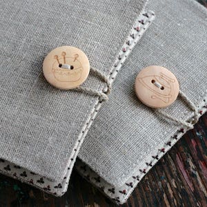Small Linen Needle Book Pincushion or Iron button image 4