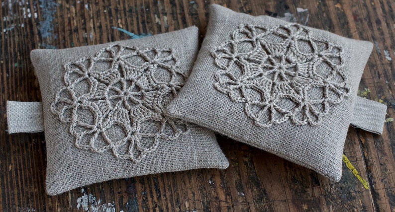 Lavender sachets crochet motif set of 2 image 4