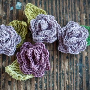 Set of 4 Crocheted Linen Roses Embellishments image 6