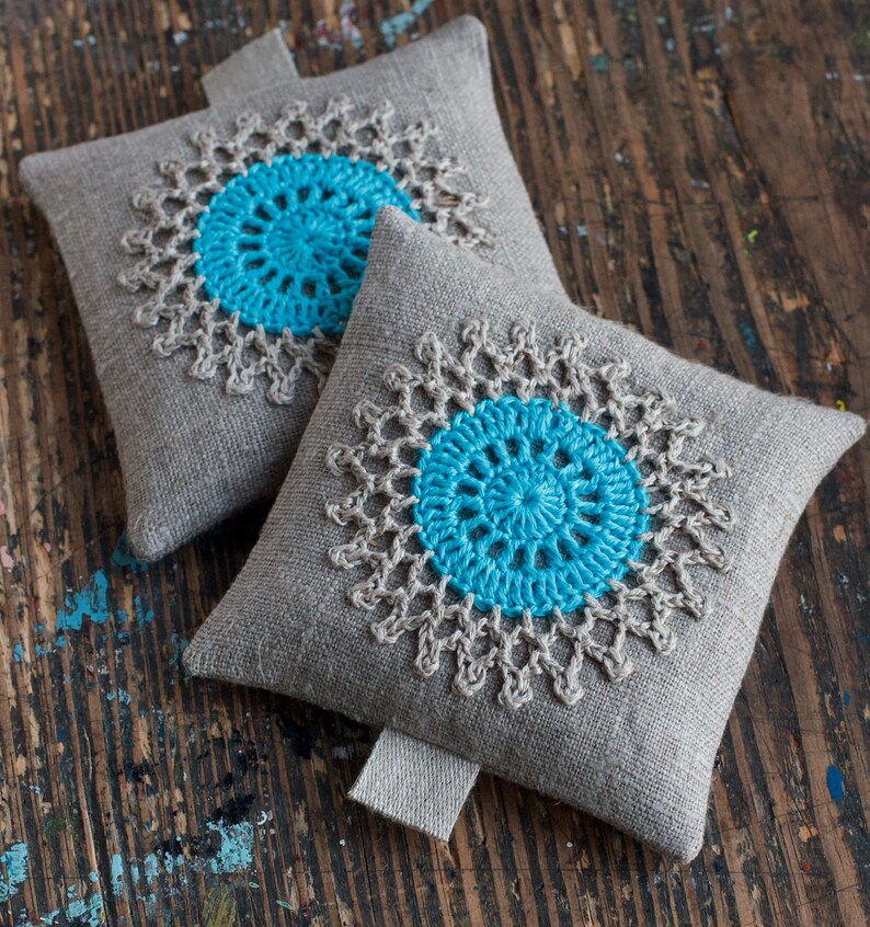 Lavender sachets crochet motif set of 2 image 1