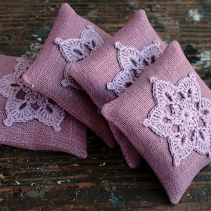 Lavender sachets crochet motif set of 4 image 3