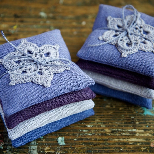 Lavender sachets -- crochet motif -- set of 4