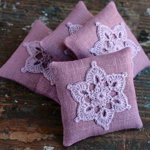 Lavender sachets crochet motif set of 4 image 1