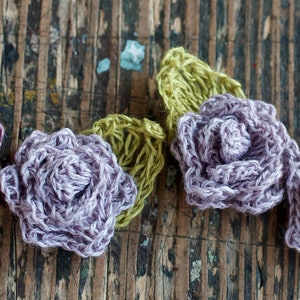 Set of 4 Crocheted Linen Roses Embellishments image 7