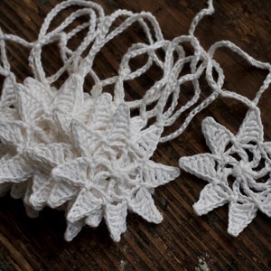 Crochet Garland Wall Hanging Small Doily Bunting Snowflake garland snow white image 8