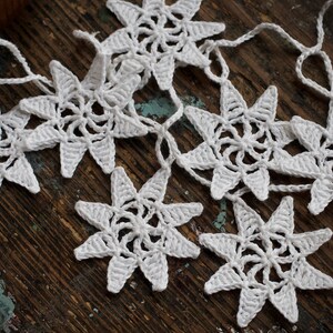 Crochet Garland Wall Hanging Small Doily Bunting Snowflake garland snow white image 6