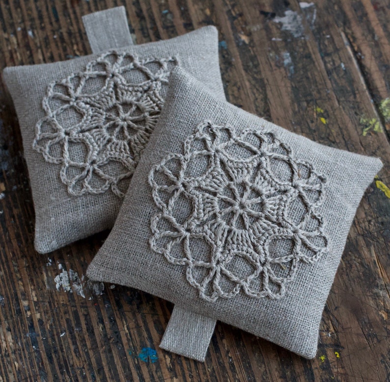 Lavender sachets crochet motif set of 2 image 2