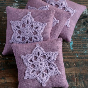 Lavender sachets crochet motif set of 4 image 4