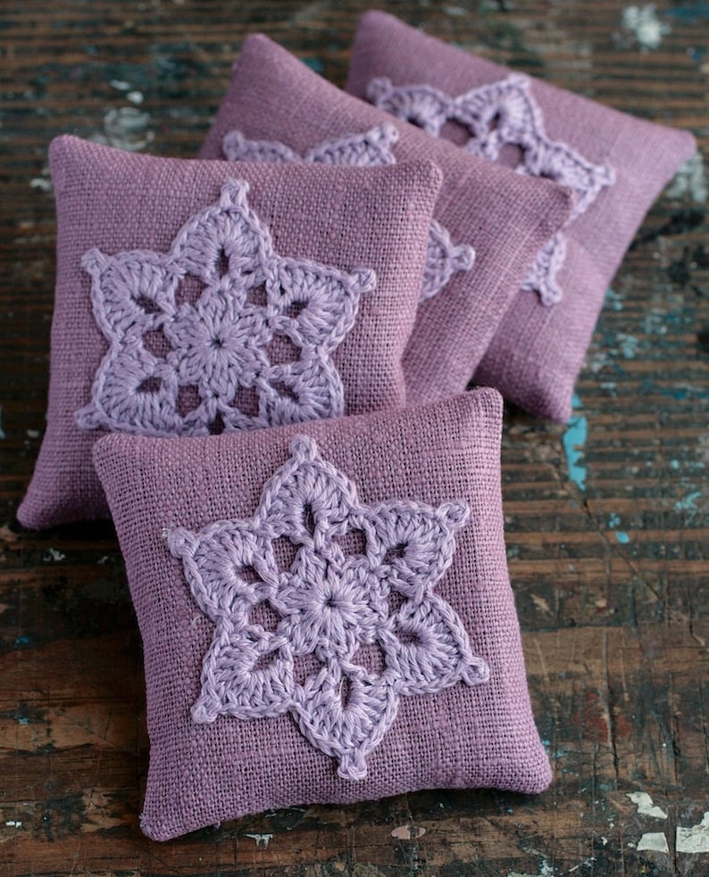 Lavender sachets crochet motif set of 4 image 4
