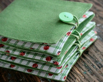 Small Linen Needle Book - Ladybug