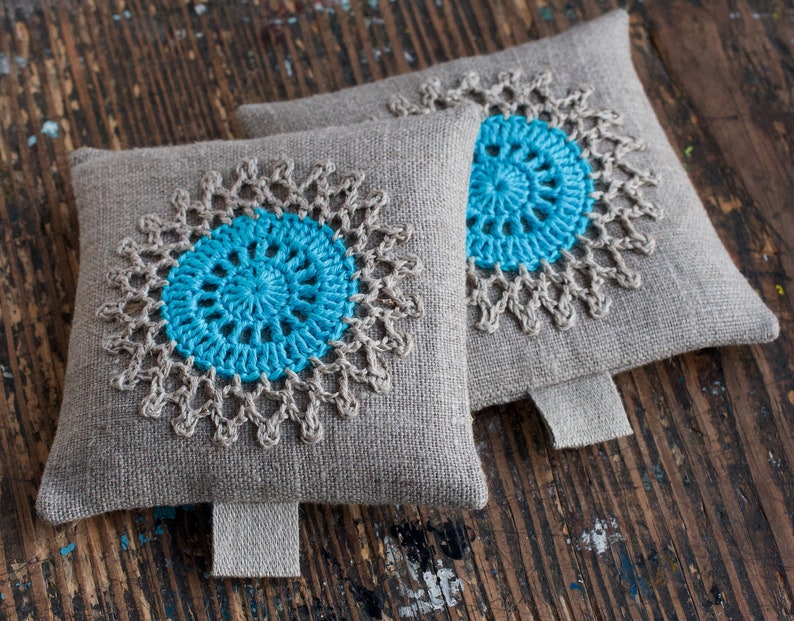 Lavender sachets crochet motif set of 2 image 2