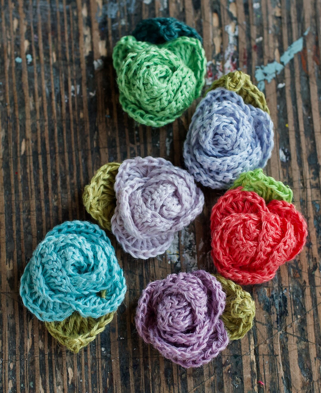 Set of 6 Crocheted Linen Roses - Embellishments -- Pastel - Etsy