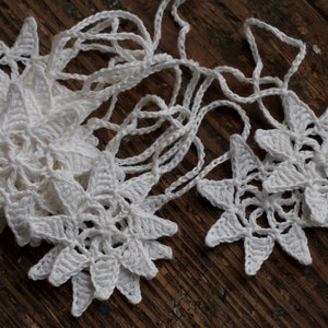 Crochet Garland Wall Hanging Small Doily Bunting Snowflake garland snow white image 3