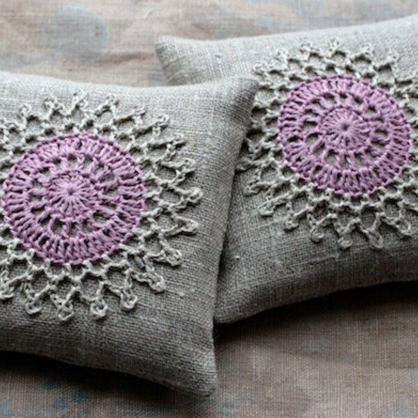 Lavender sachets -- crochet motif -- set of 2