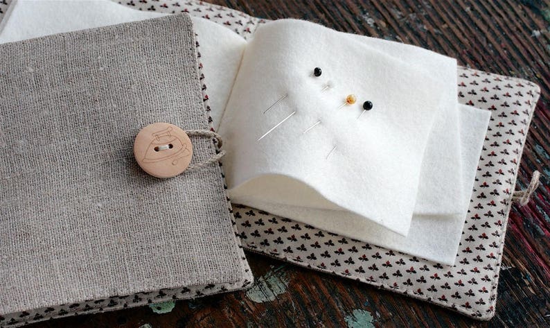 Small Linen Needle Book Pincushion or Iron button image 1