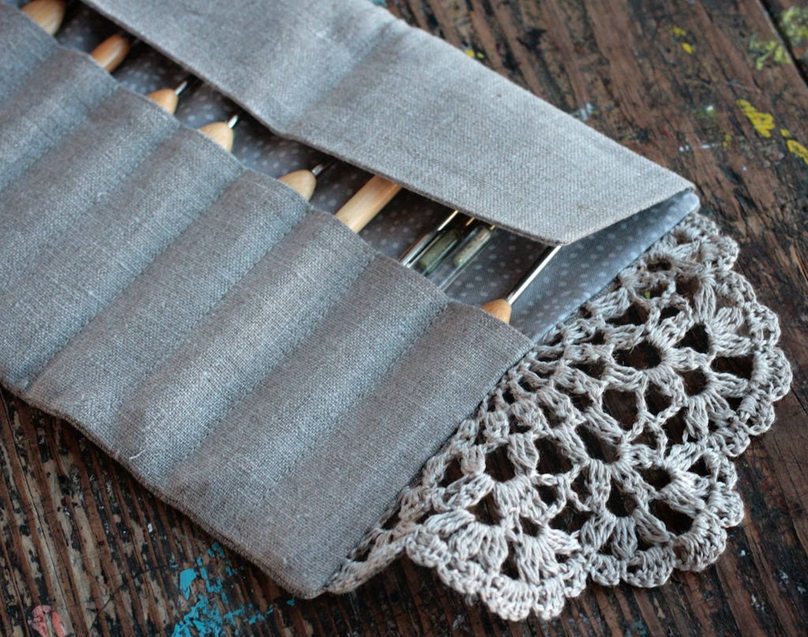 Linen Crochet Hook Case Holder Organizer Etsy UK