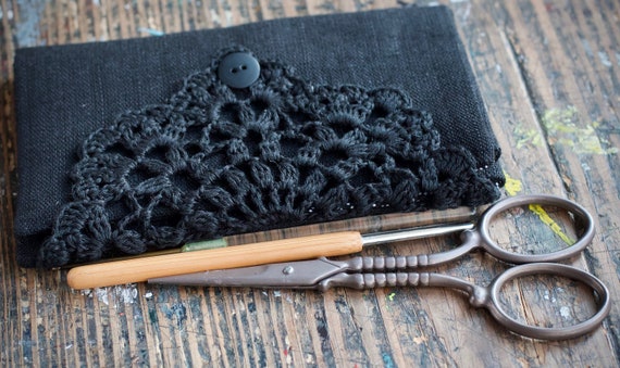 Linen Crochet Hook Case Holder Organizer 