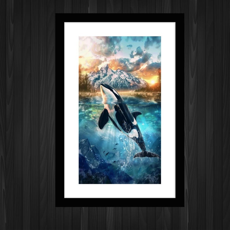 Colourful Orca Digital Art, Vibrant Ocean Whale Print, Abstract Sea ...