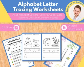 Alphabet Letter Tracing Worksheet Set