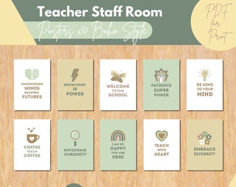 Boho Style Teacher's Staffroom Office Motivational Posters Set