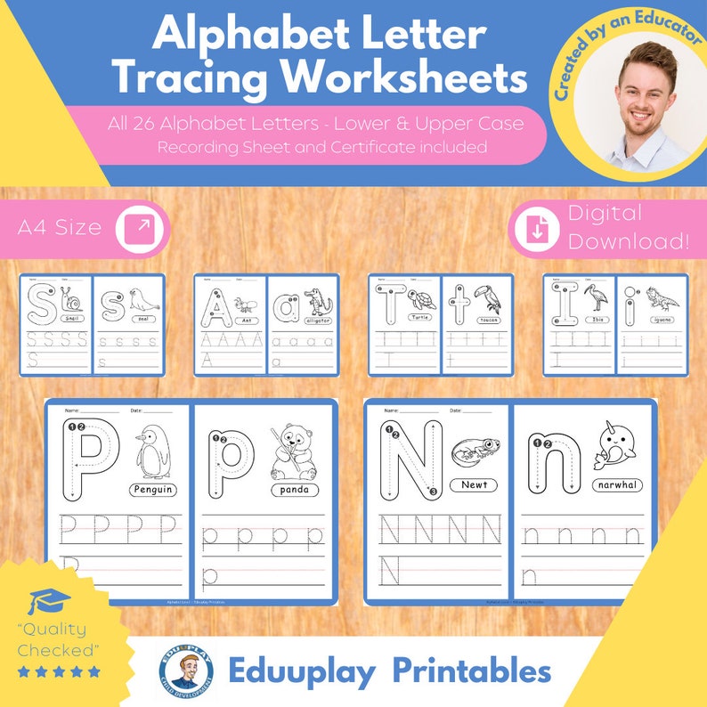 Alphabet Letter Tracing Worksheet Set image 6