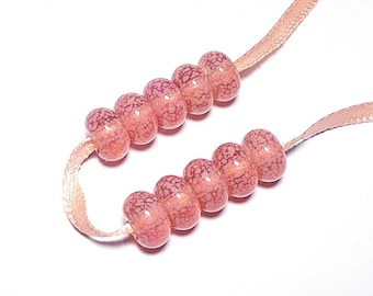 Peachy Handmade Lampwork Glass Mini Beads SRA