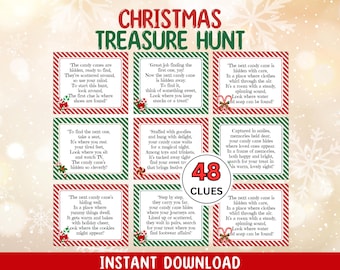 Candy Cane Treasure Hunt, Christmas Treasure Hunt, Candy Cane Christmas Party Games, Candy Cane Scavenger Hunt, Indoor Treasure Hunt Clues