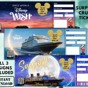 Boleto sorpresa para el crucero Mickey, boleto para el crucero del parque temático, boleto editable, boleto imprimible de DisneyCruise, tarjeta de embarque del crucero
