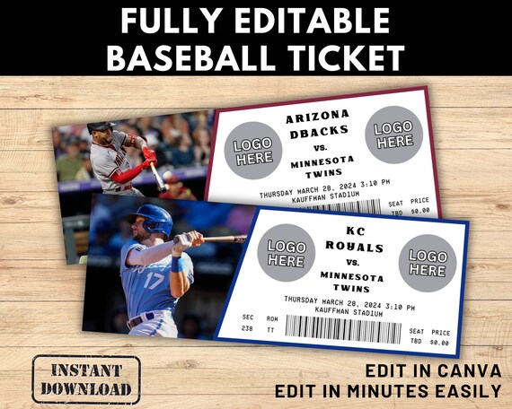 チケット、スポーツ、野球 編集可能な野球チケット、スポーツチケット、野球サプライズチケット