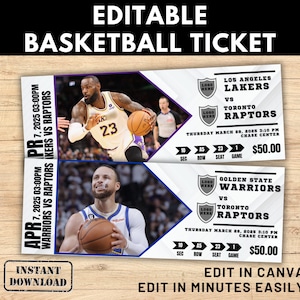 Bearbeitbare Basketball Tickets, Sporttickets, Basketball Surprise Ticket, Basketball Geschenkticket, Benutzerdefinierte Tickets, Sporttickets, druckbar