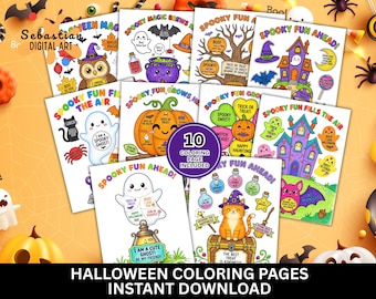 Halloween Coloring Page Bundle, Halloween Coloring Book, Halloween Coloring Sheet, Halloween Coloring Pages for Kids, Halloween Activities