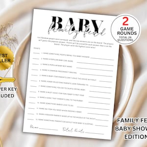 Baby Shower Games, Family Feud Baby Shower Game, Baby Shower Activity, Digital Download, Printable Editable Template, printable baby games