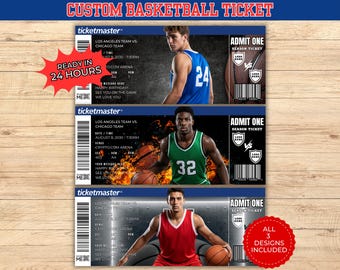 Custom Basketball Tickets, Sports Tickets, Basketball Surprise Ticket, Basketball Gift Ticket, Custom Tickets, Sports Tickets, Printable